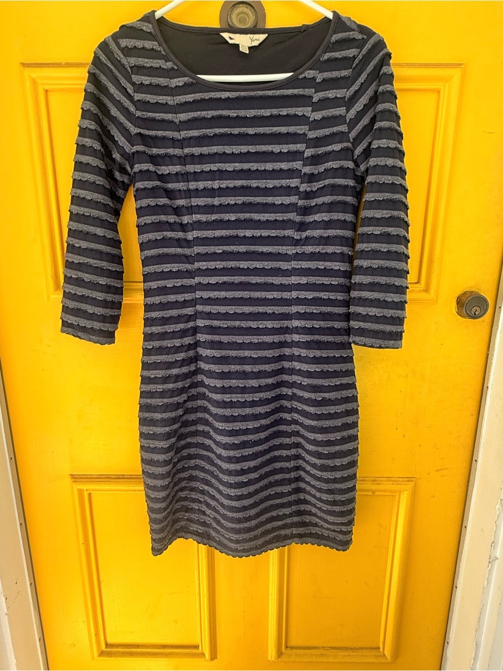 Yumi Kim Navy Textured Stripe Long Sleeve Dress